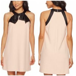 TAHARI  Crepe Satin Bow Shift Dress